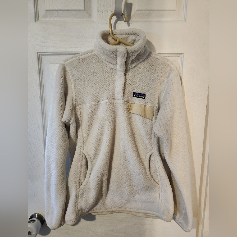 Patagonia Women's Re-Tool Snap-T Fleece Pullover Size Medium White Raw Linen